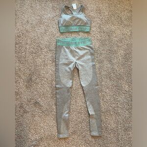 Gymshark Gray and Teal Leggings Set